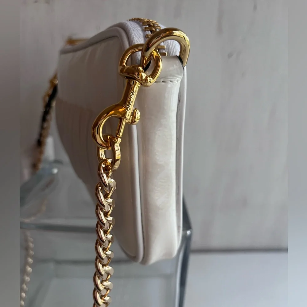 MOSCHINO Patent Leather Logo Shoulder Bag White - Picture 9 of 14